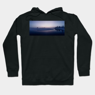 Winter - Moody Foogy River Panorama Hoodie